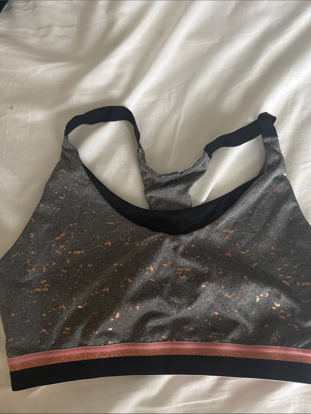 Champion Gray Racerback Sports Bra with Rose Gold Speckle